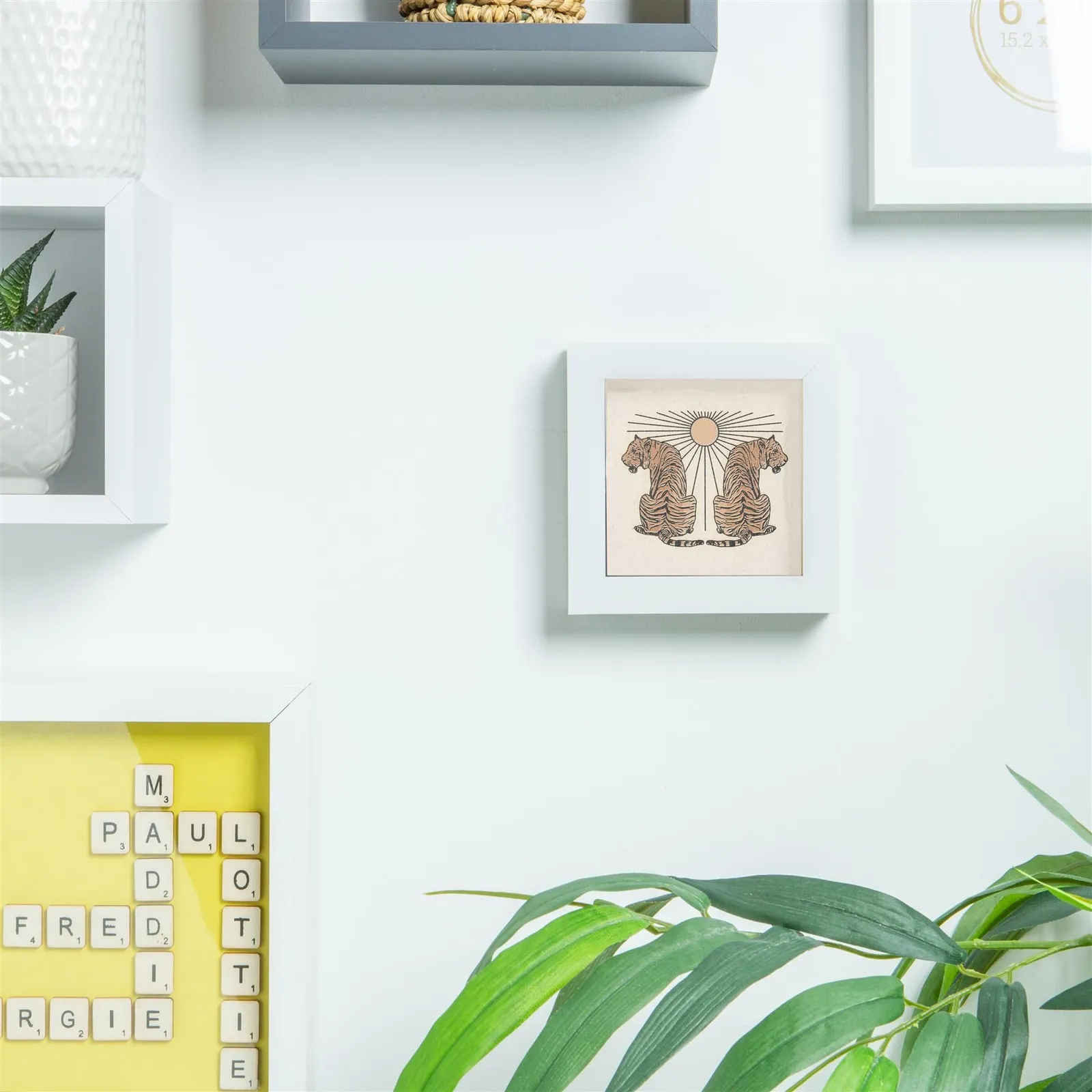 Nicola Spring 4" x 4" White 3D Box Photo Frame - 2" x 2" Mount in Black 6