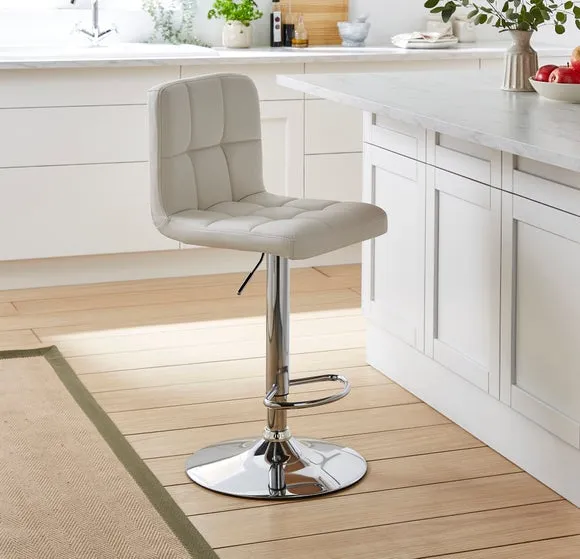 Jasmine Adjustable Height Swivel Bar Stool, Faux Leather 2