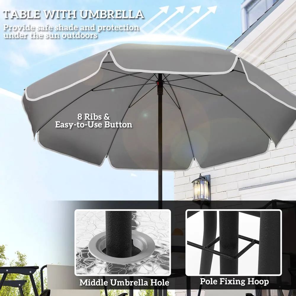 OUTSUNNY 6 Pieces Garden Furniture Set with Parasol, Folding Chairs, Cream 4