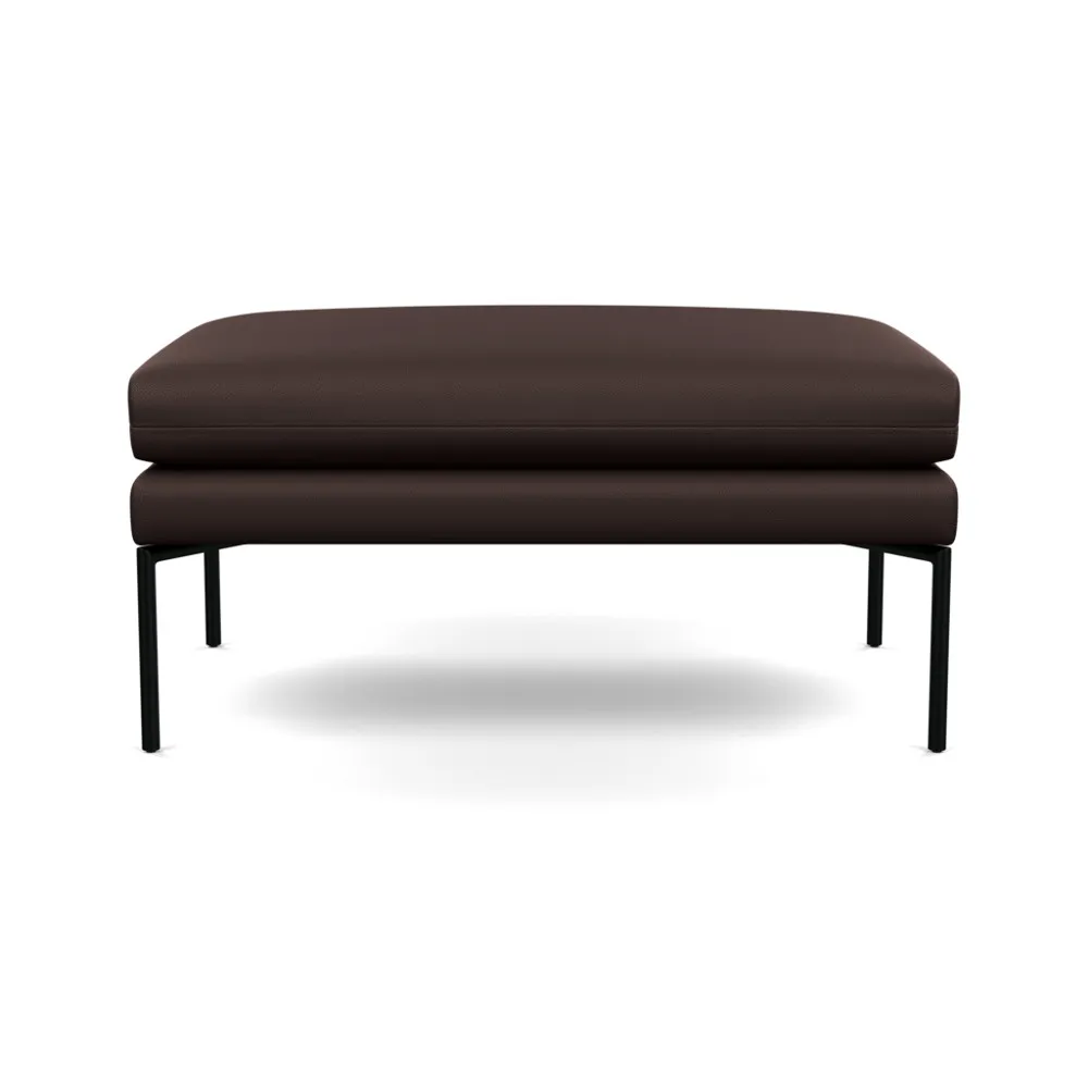 Heal's Matera Large Ottoman Leather Grain Chocolate 066 Black Feet 1