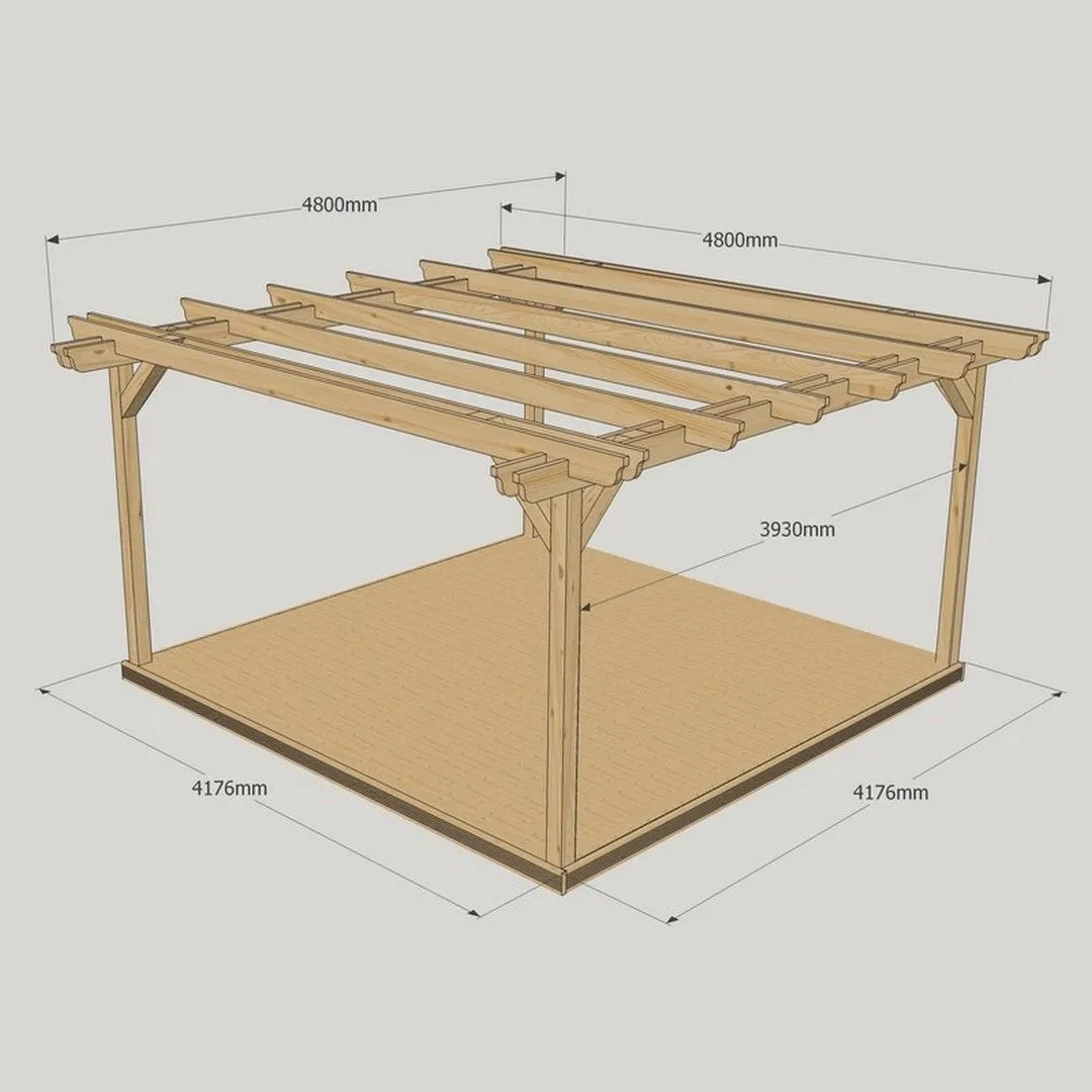 Rutland County Garden Furniture Ltd Double Garden Pergola & Decking Kit, L480 x W480cm, Light Green 3