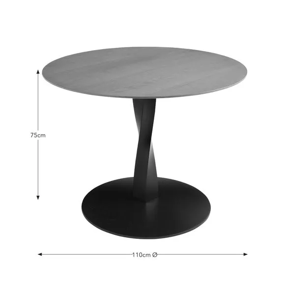 Arlette 4 Seater Round Dining Table, Solid Oak and Oak Veneer 6