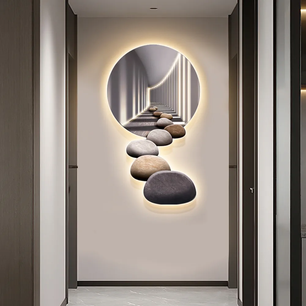 800mm LED Acrylic Modern Abstract Stone Corridor Wall Art Decor Living Room Bedroom