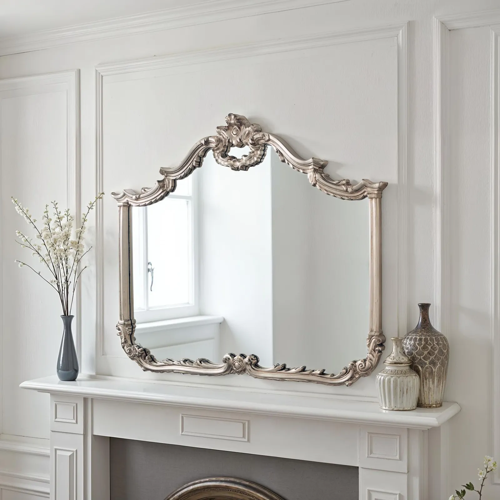 Yearn Mirrors Carved Landscape mirror Silver 122(w)x104cm(h) 3