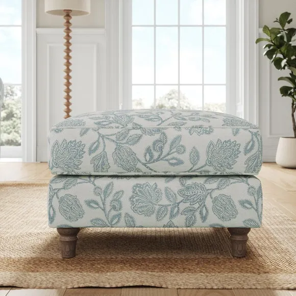 Flori Woven Floral Fabric Footstool 2