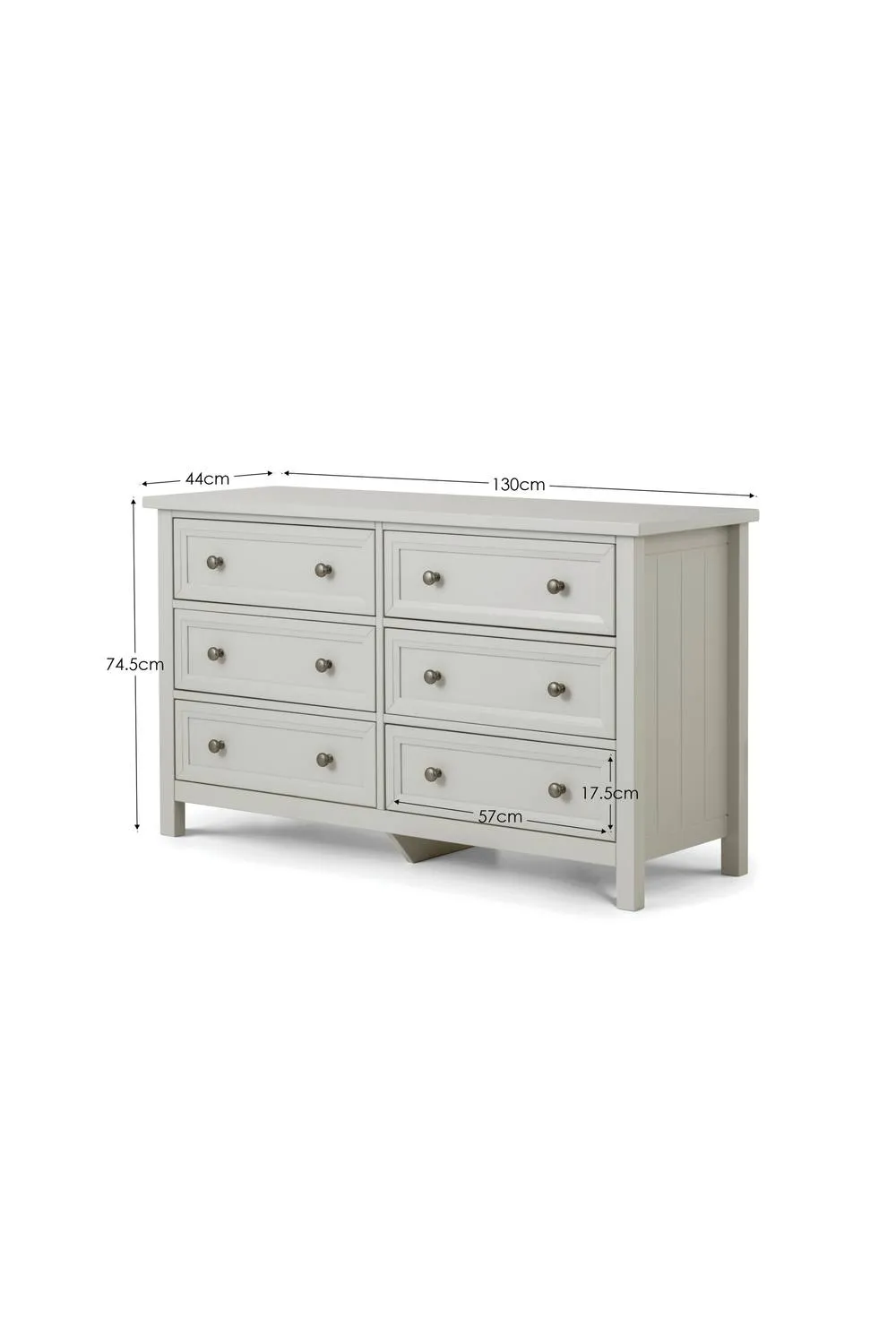 Julian Bowen Maine 6 Drawer Wide Chest in Light Grey 4