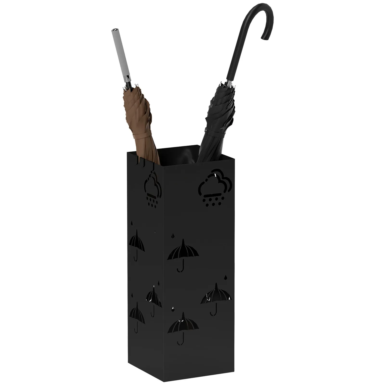 HOMCOM Decorative Umbrella Holder w/ Drip Tray 4 Hooks for Entryway Black 2