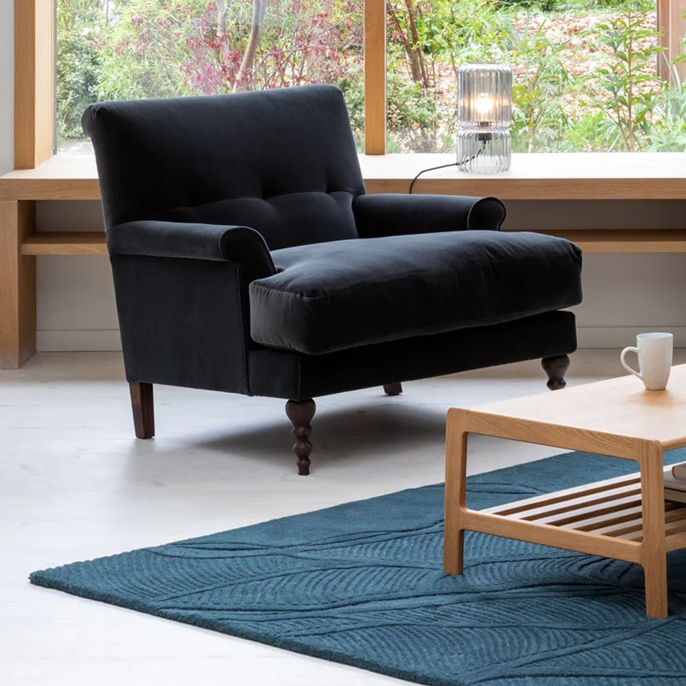 Scp Oscar Formal Armchair Broad Weave Lagoon Walnut Feet 2