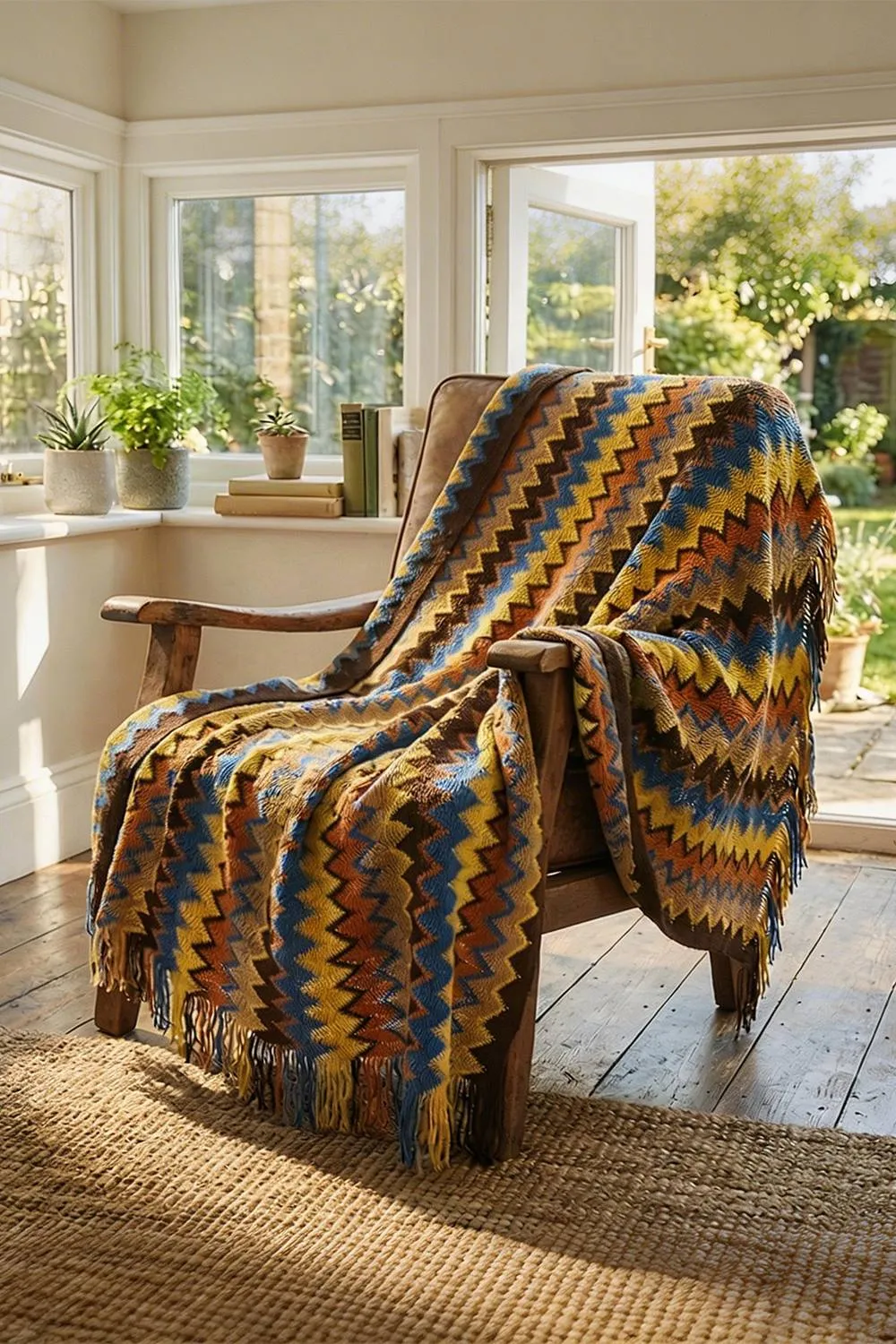 Living and Home Bohemian Sofa Throw Blanket with Tassels in Brown