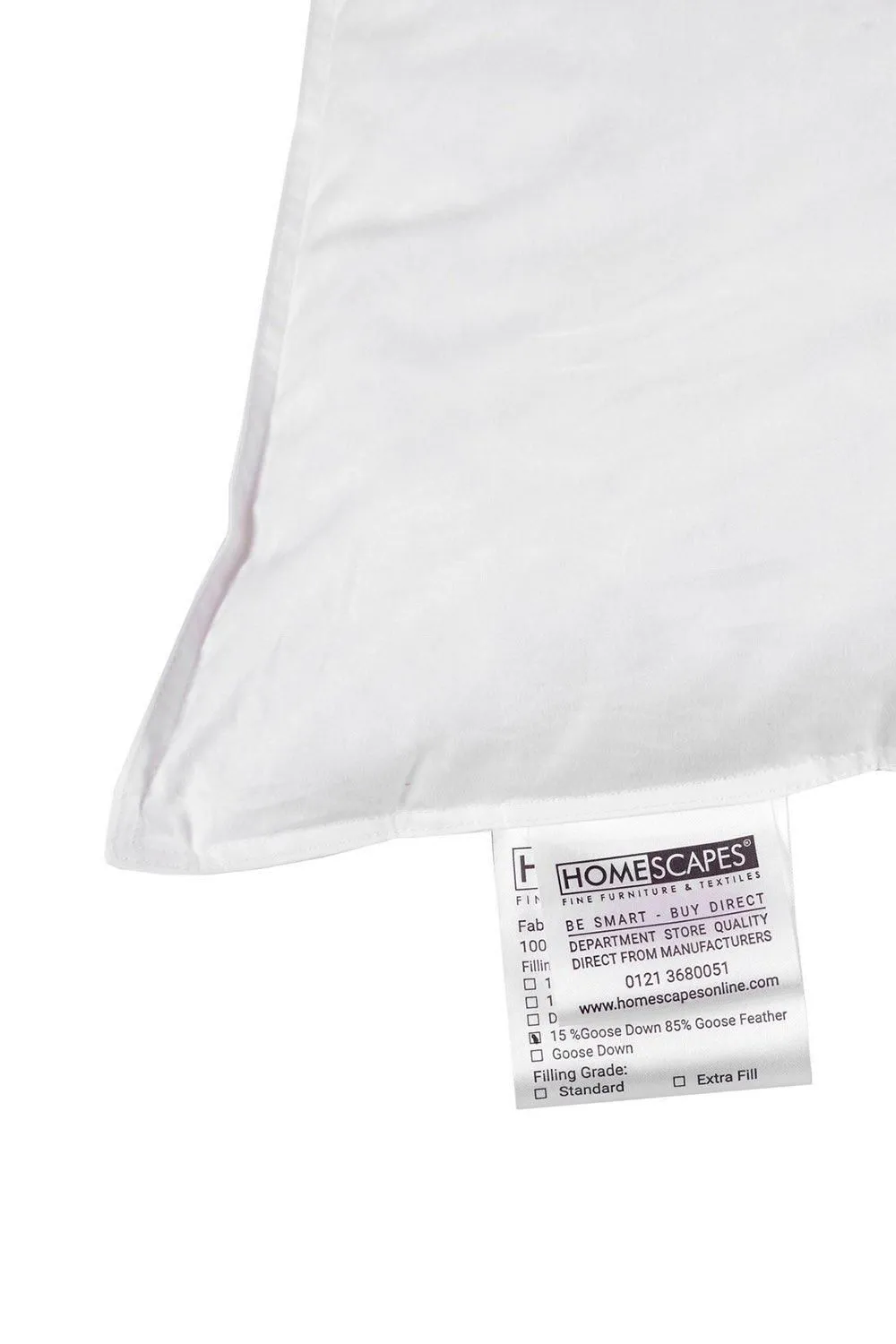 Homescapes Goose Feather & Down Euro Square Pillow 65 x 65 cm in White 4