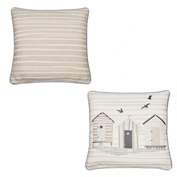 Beach Huts Outdoor Cotton Square Filled Cushion 5