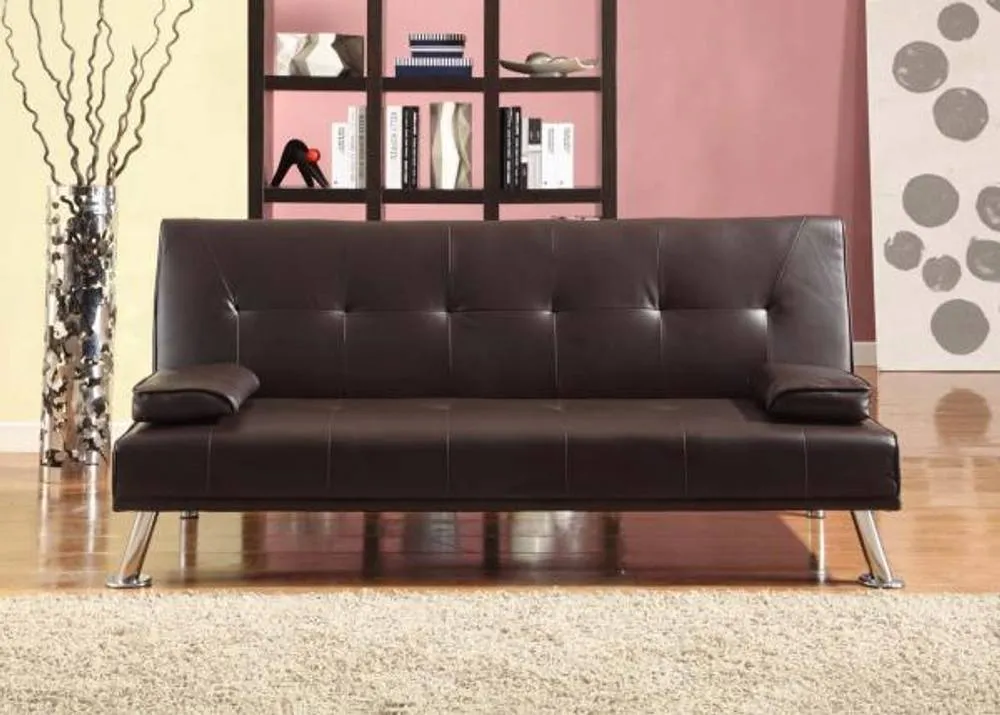 Comfy Living Ltd Italian Style Faux Leather Sofa Bed in Brown 1