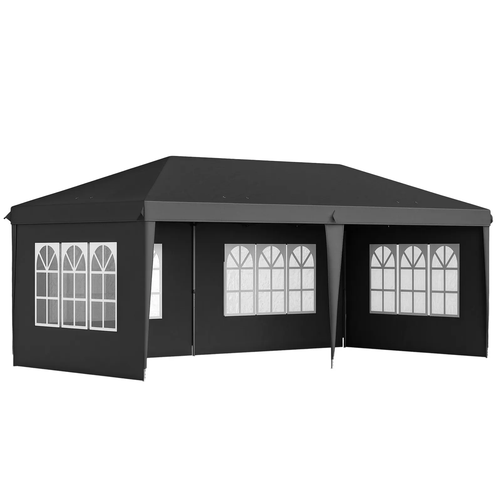 OUTSUNNY 3 x 6m Garden Pop Up Gazebo, Height Adjustable in Black 2
