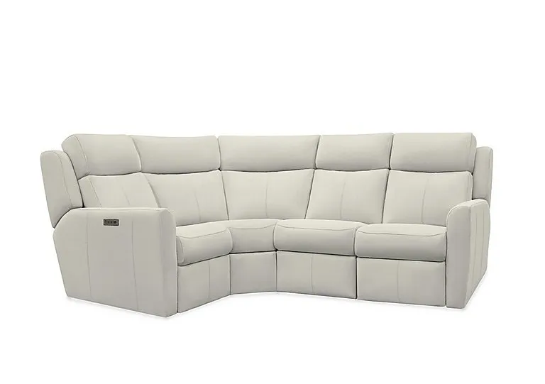Wren Small Leather Power Recliner Left Hand Facing Corner Sofa with Power Headrests and Power Lumbar - Oxford Light Grey