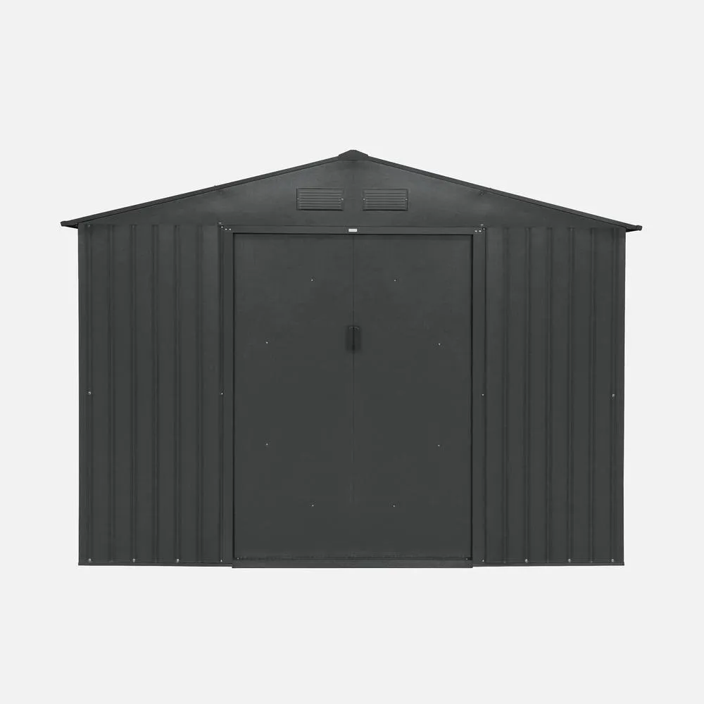 sweeek (8.7 X 10.1ft) 8.95m² Metal Garden Storage Shed in Dark Grey 2