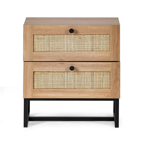 Hollis 2 Drawer Bedside Table, Oak 4