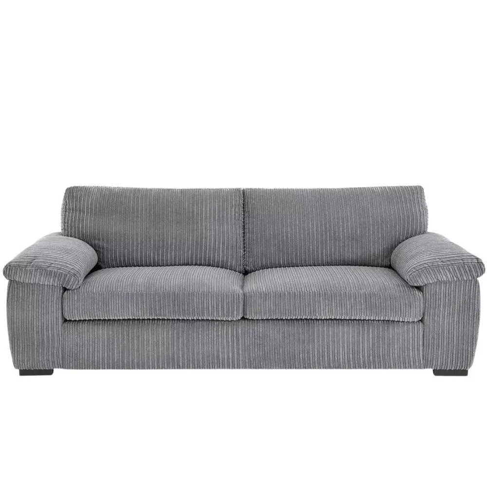 Bliss Furniture Jumbo Cord 3 Seater Sofa with Soft Cord Fabric in Grey Colour