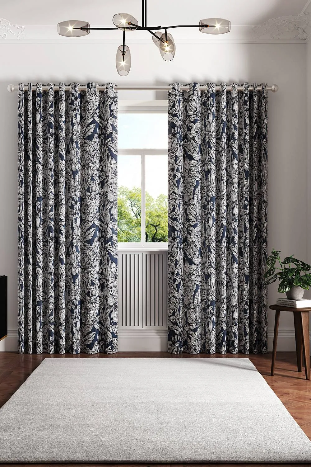 Ted Baker 'Vietnm' Cotton Lined Curtains in Navy 4