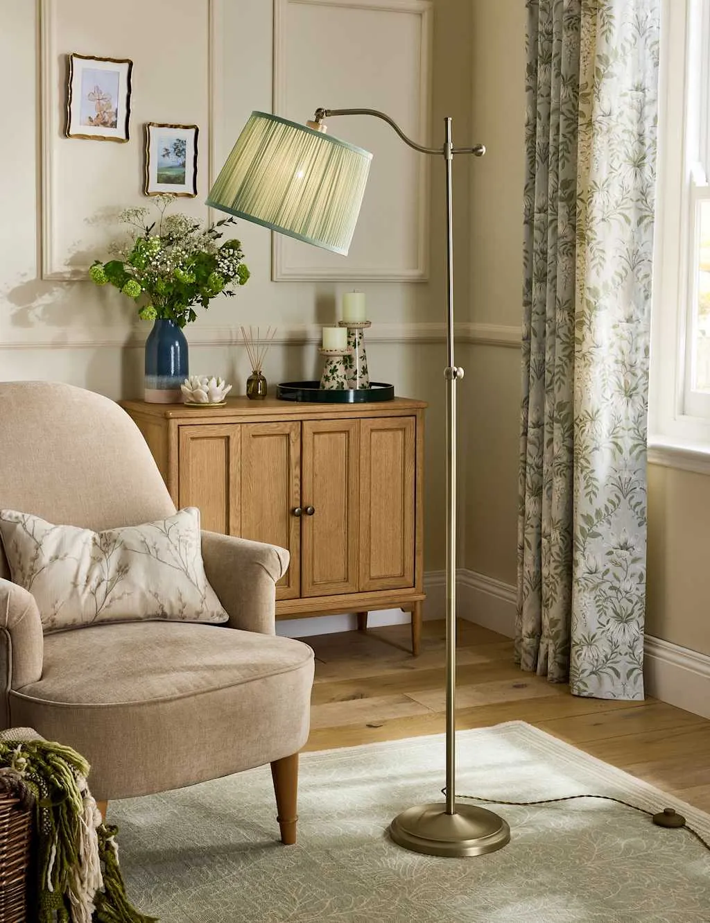 Laura Ashley Hemsley Metal Floor Lamp Antique Brass