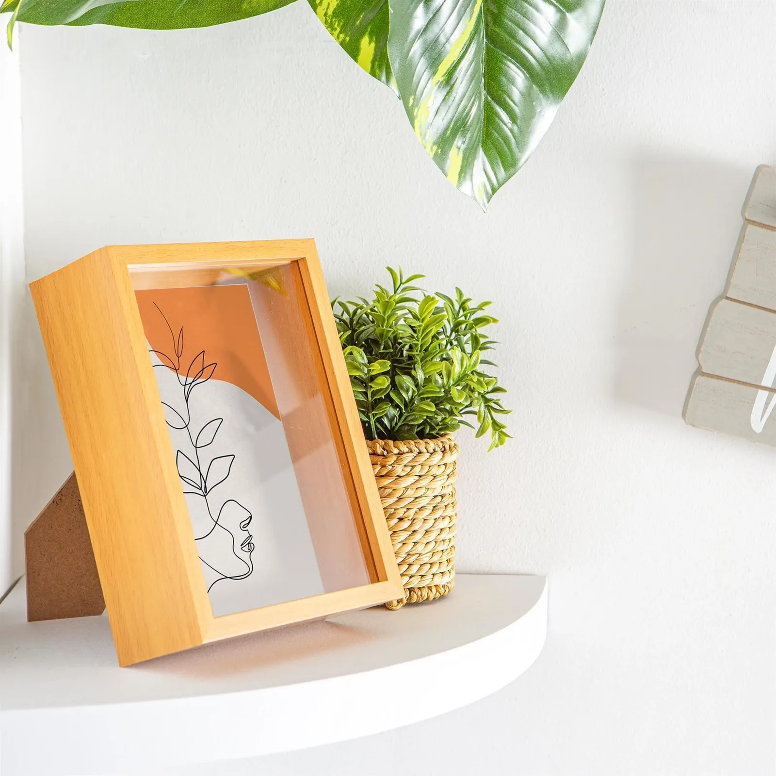 Nicola Spring 3D Deep Box Photo Frames - 5 x 7" - Pack of 5 in Light Brown 5