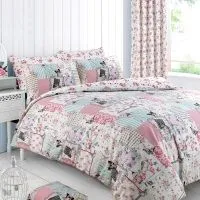 Velosso Boutique Cotton Rich Printed Duvet Cover & Pillowcase Set in Pink