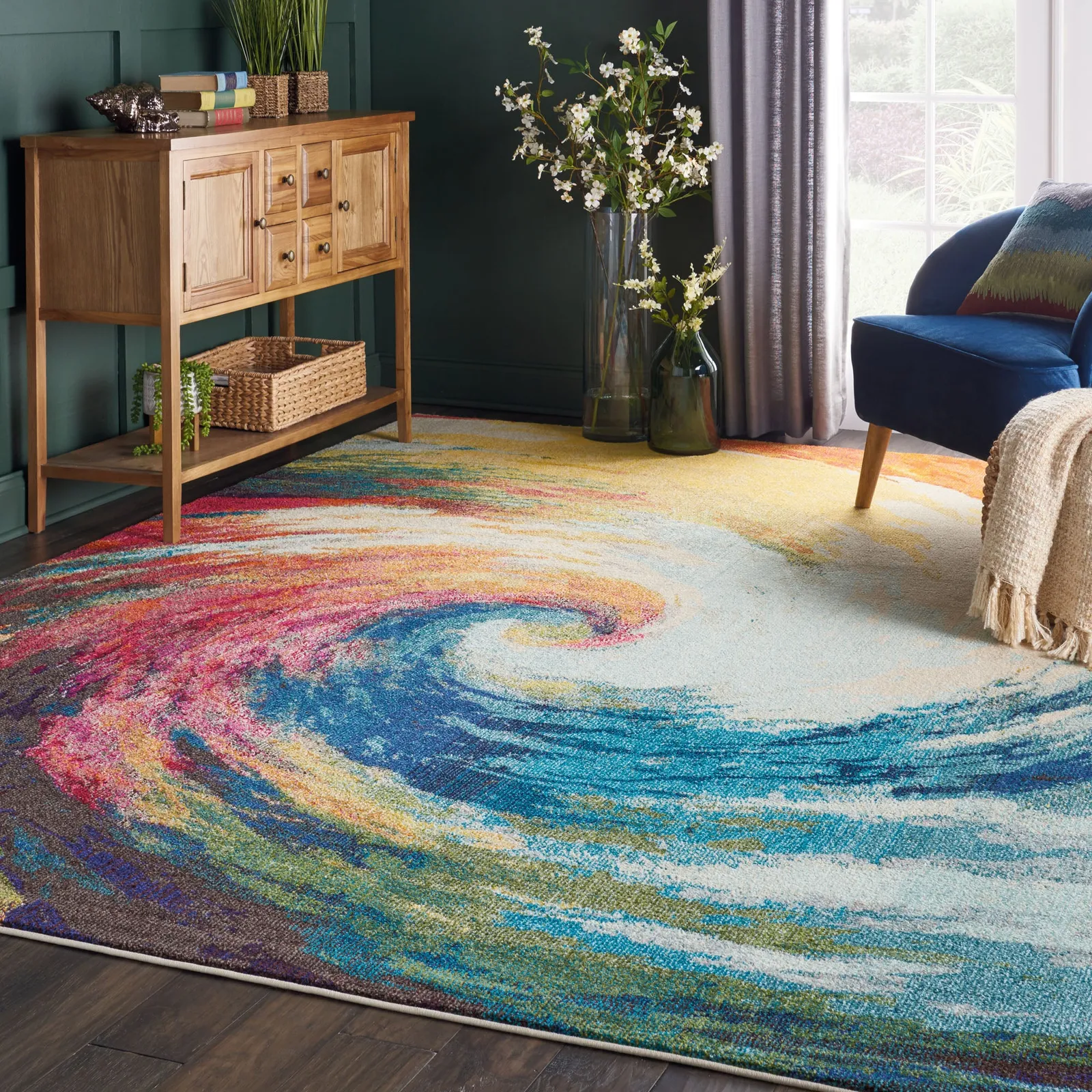 Multi Coloured Celestial Wave Rug Multi-Coloured