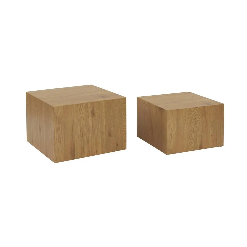 sweeek Set of 2 square wood effect nesting coffee tables in Beige 2