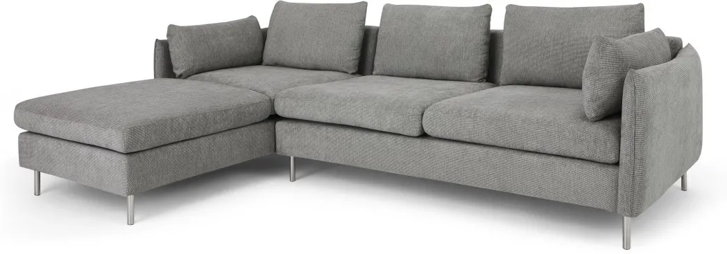 Vento 3 Seater Left Hand Facing Chaise End Corner Sofa, Linear Grey 