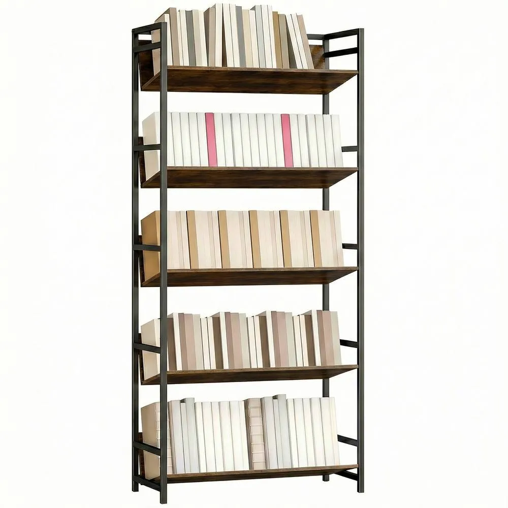 HOMCOM Bookcase Anti-Slip Design 5-Tier in Brown 2