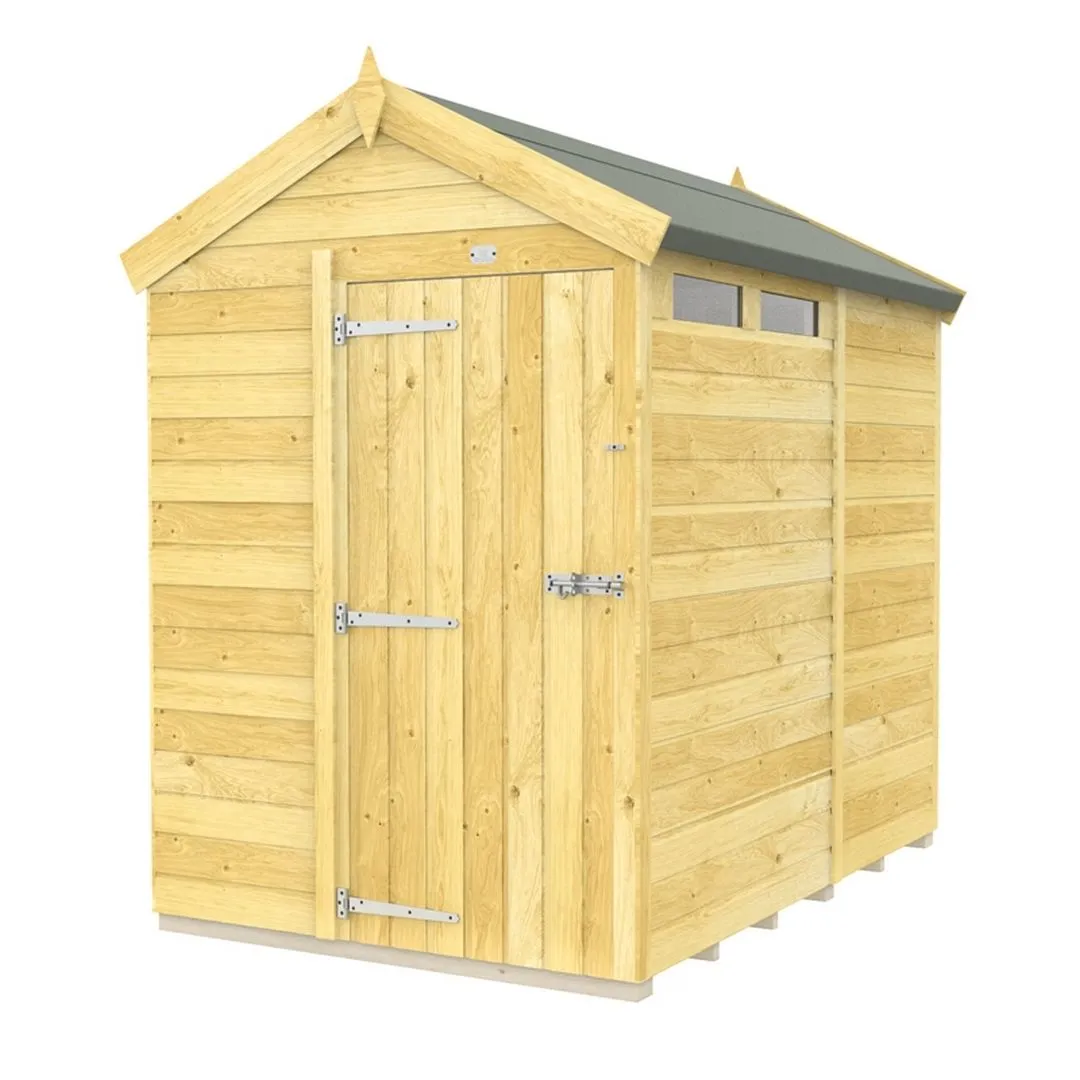 Buttercup Farm 5 x 7 Feet Apex Security Shed - Single Door - L214 x W147 x H217 cm in Brown