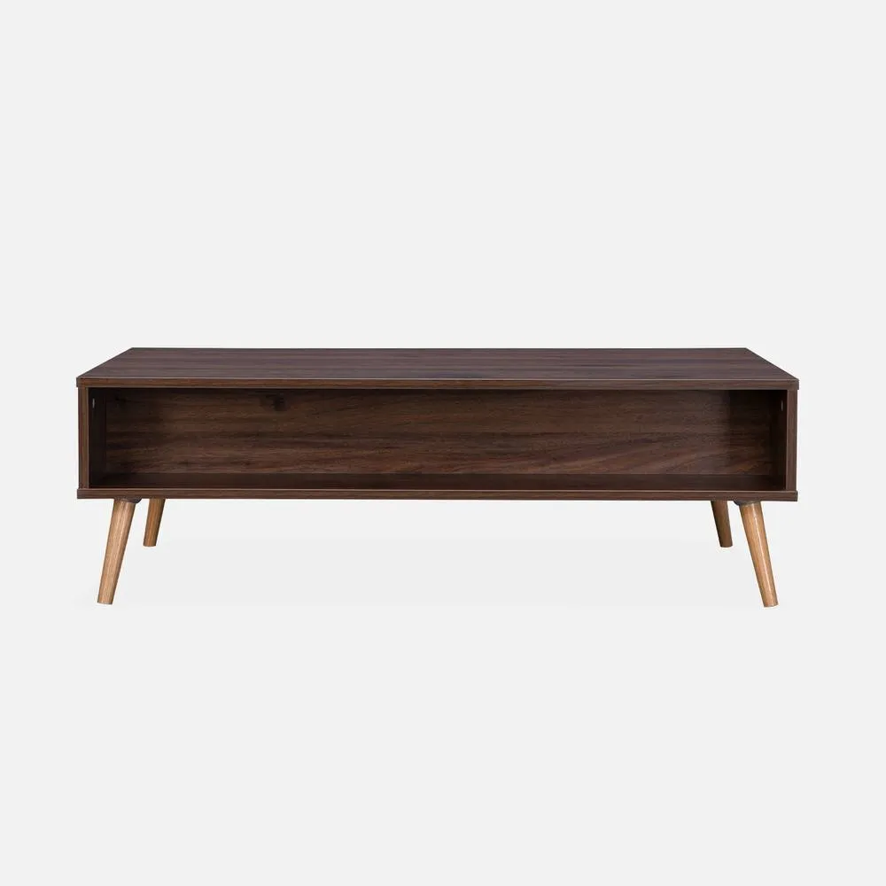 sweeek Coffee Table With Wood & Cane Effect in Dark Brown 4