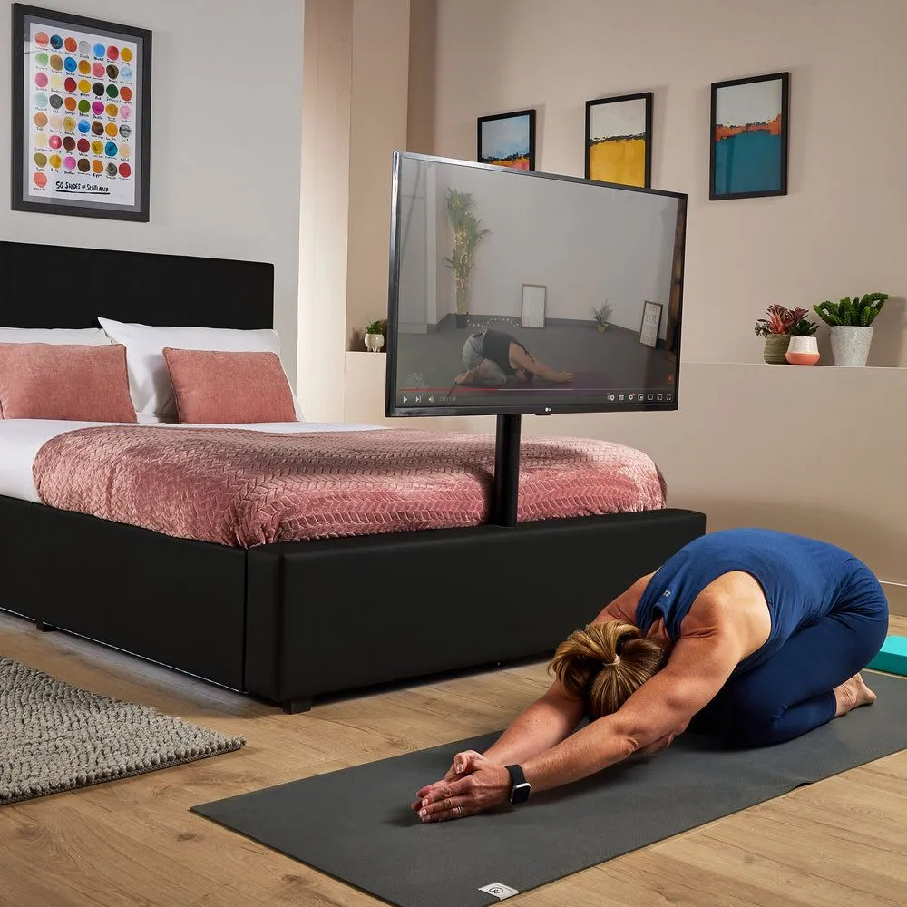 X Rocker AVA Upholstered TV Bed with Underbed Storage & LED Lights in Black 3