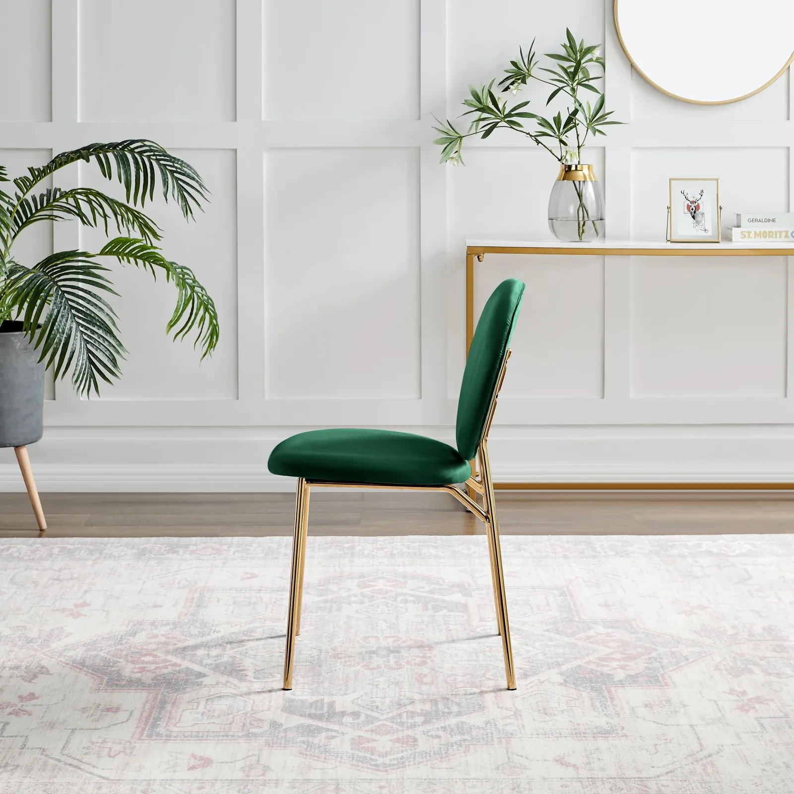 FurnitureboxUK Set of 2 Ivy Modern Velvet Dining Chairs On Gold Legs - Vintage Retro Nod in Green 6