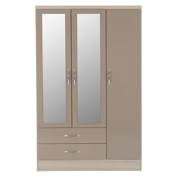 Nevada Triple 2 Drawer Wardrobe, Mirrored 4