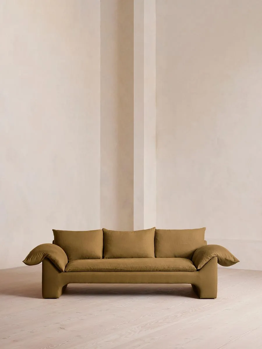 Wyatt Three Seater Sofa, Linen, Ochre