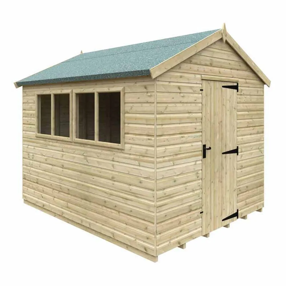 Buttercup Farm 10 x 8 Feet Apex Premier 16mm Shed - Solid Wood/Softwood/Pine in Natural
