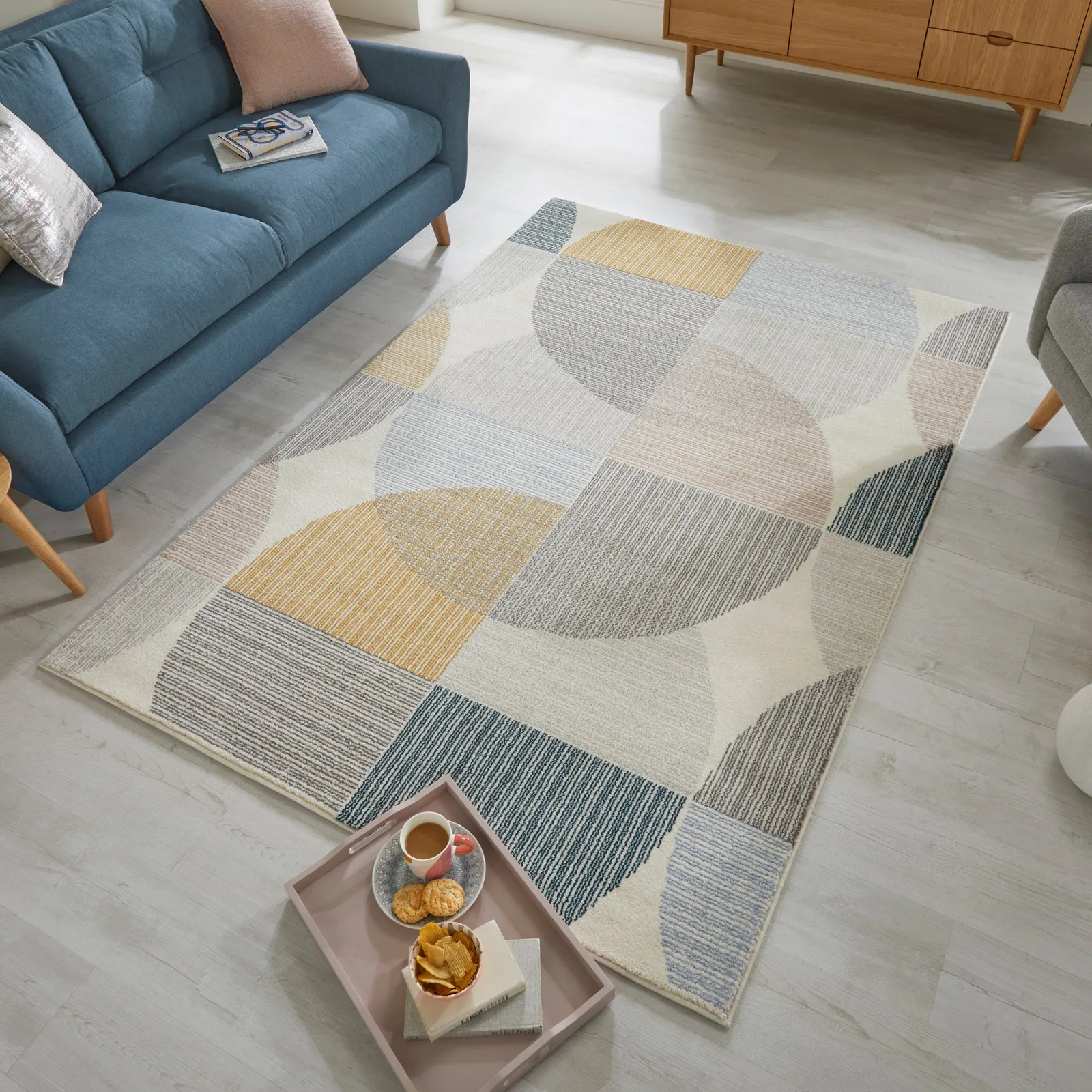 Centro Circles Rug Centro Circles Grey Ochre