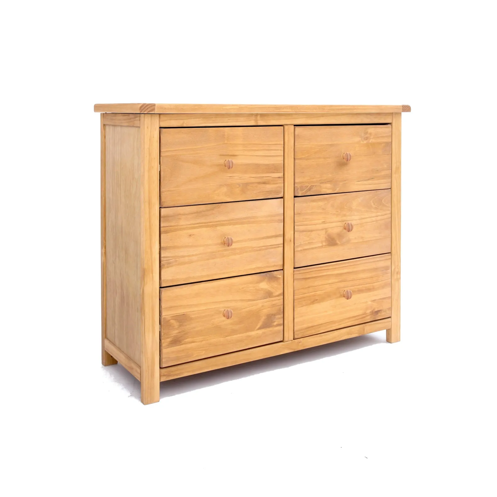 Cabinet Bits Lugo 6 Drawer Chest of Drawers Wood Knob in Light Brown 2