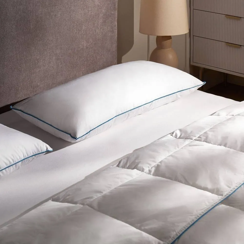 Wyld and Coco Luxe Duck Feather and Down Pillow 40 x 80 cm White Cotton Casing