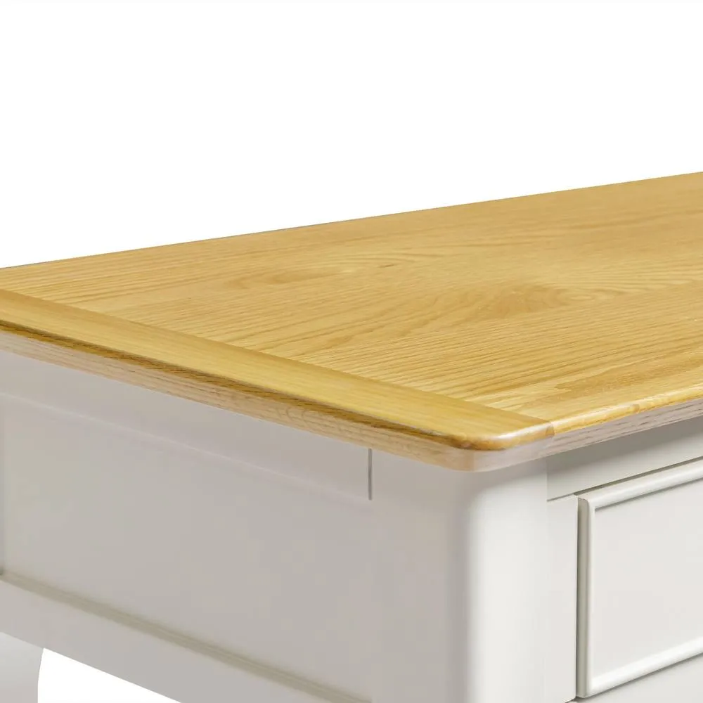 FurnitureboxUK Belle 2 Drawer Solid Oak Wood & Cream Console Table 5