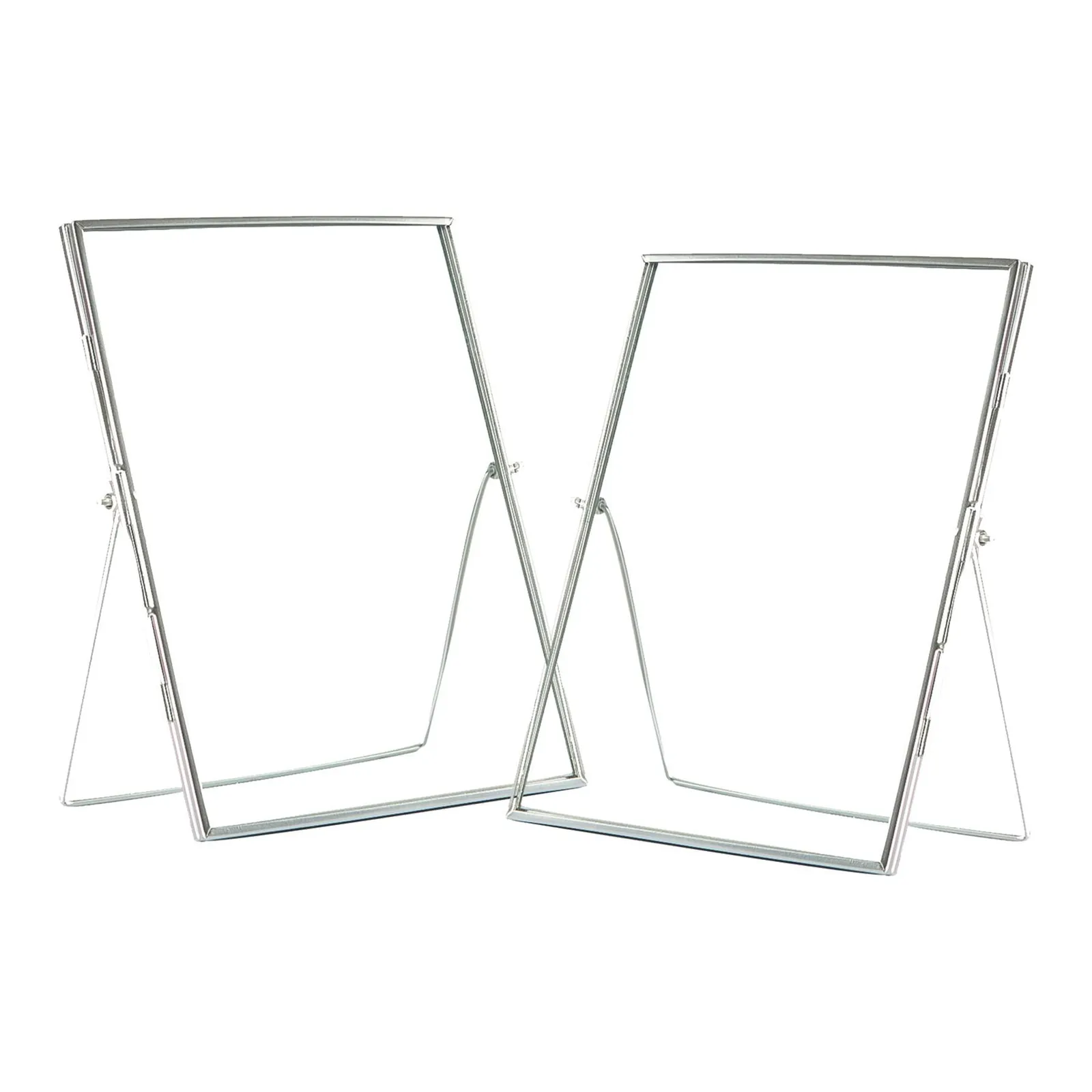 Nicola Spring 2x Standing Metal Photo Frames - 8" x 10" Picture Display Poster Frame in Silver