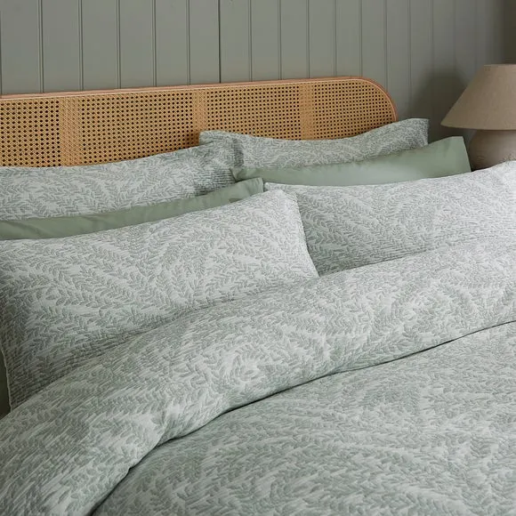Ava Woven Leaf Duvet Cover & Pillowcase Set 4