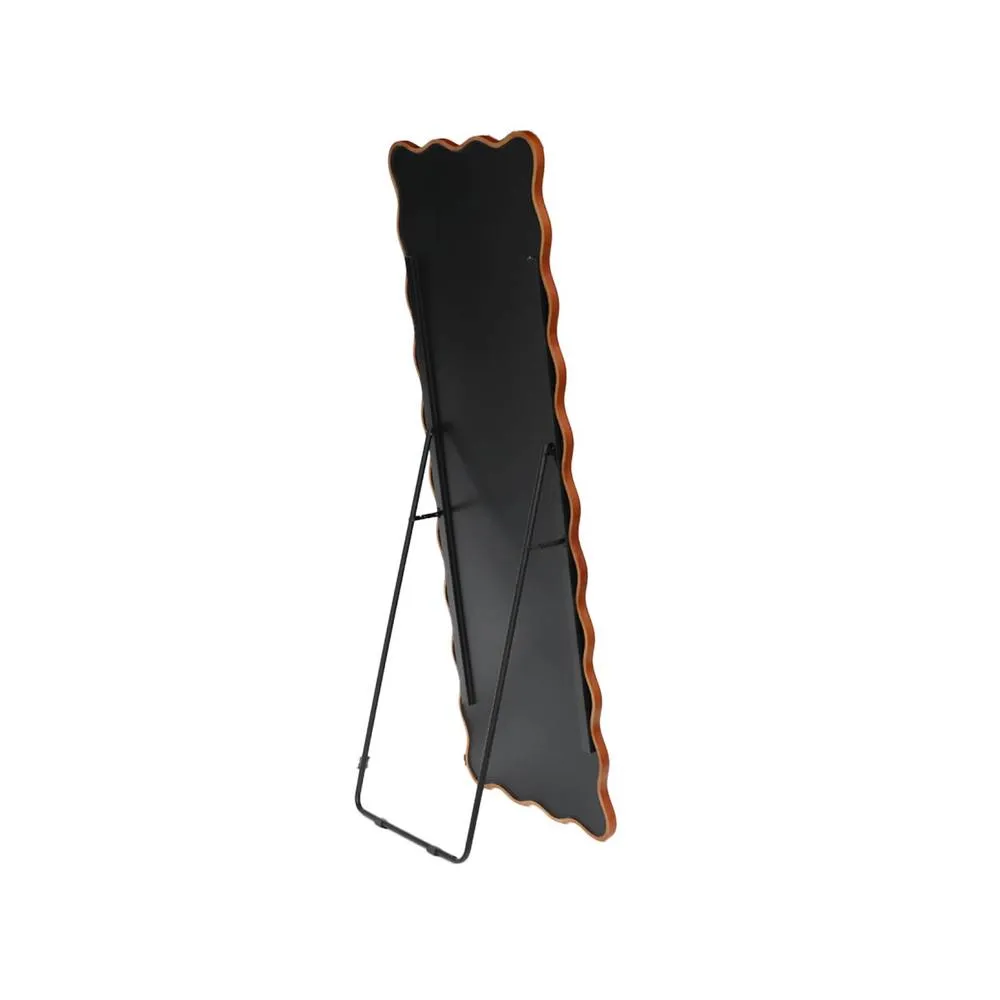 sweeek floor mirror with rubberwood & steel base 172cm in Brown 2