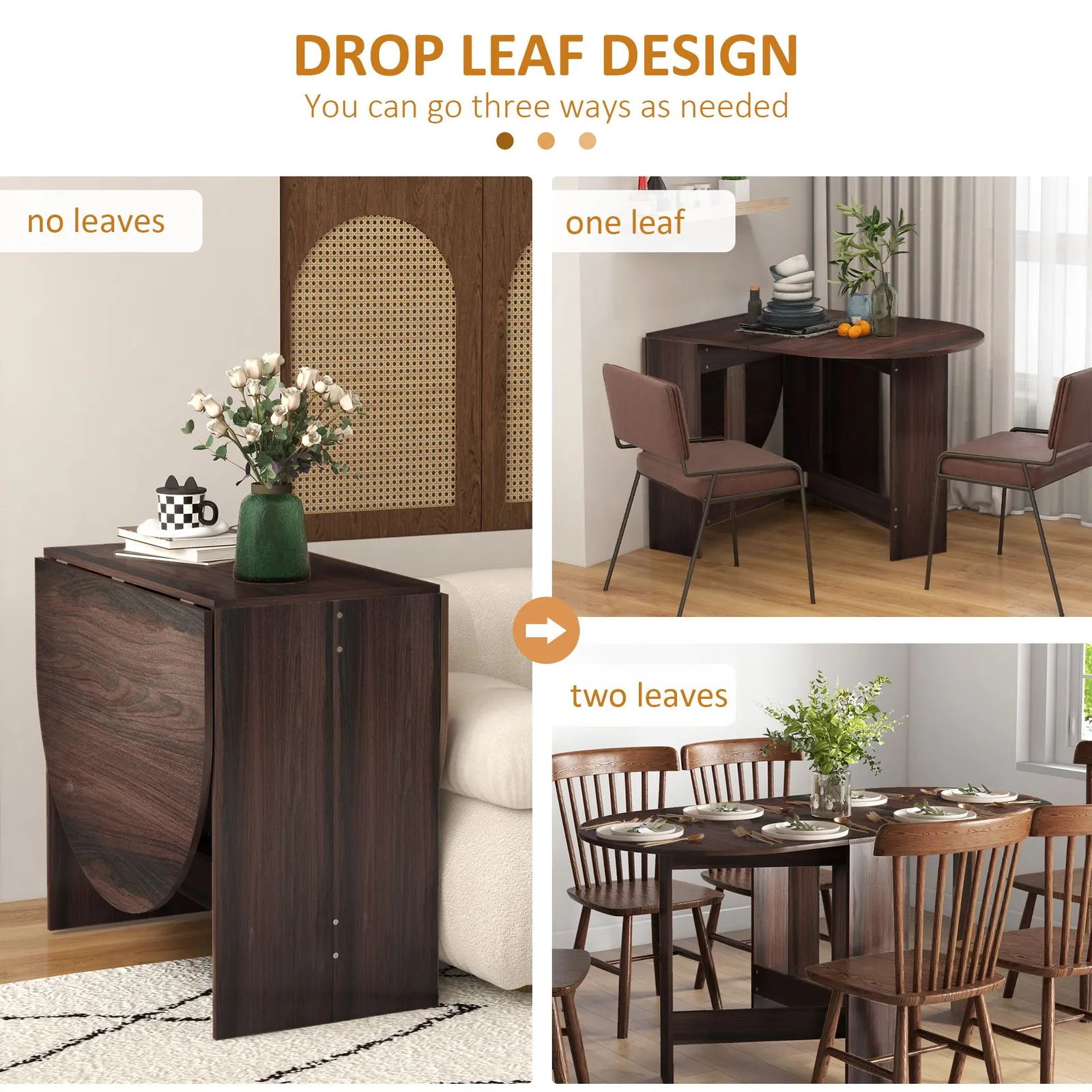 HOMCOM Oval Kitchen Table for Dining Room, Small Space in Dark Brown 4
