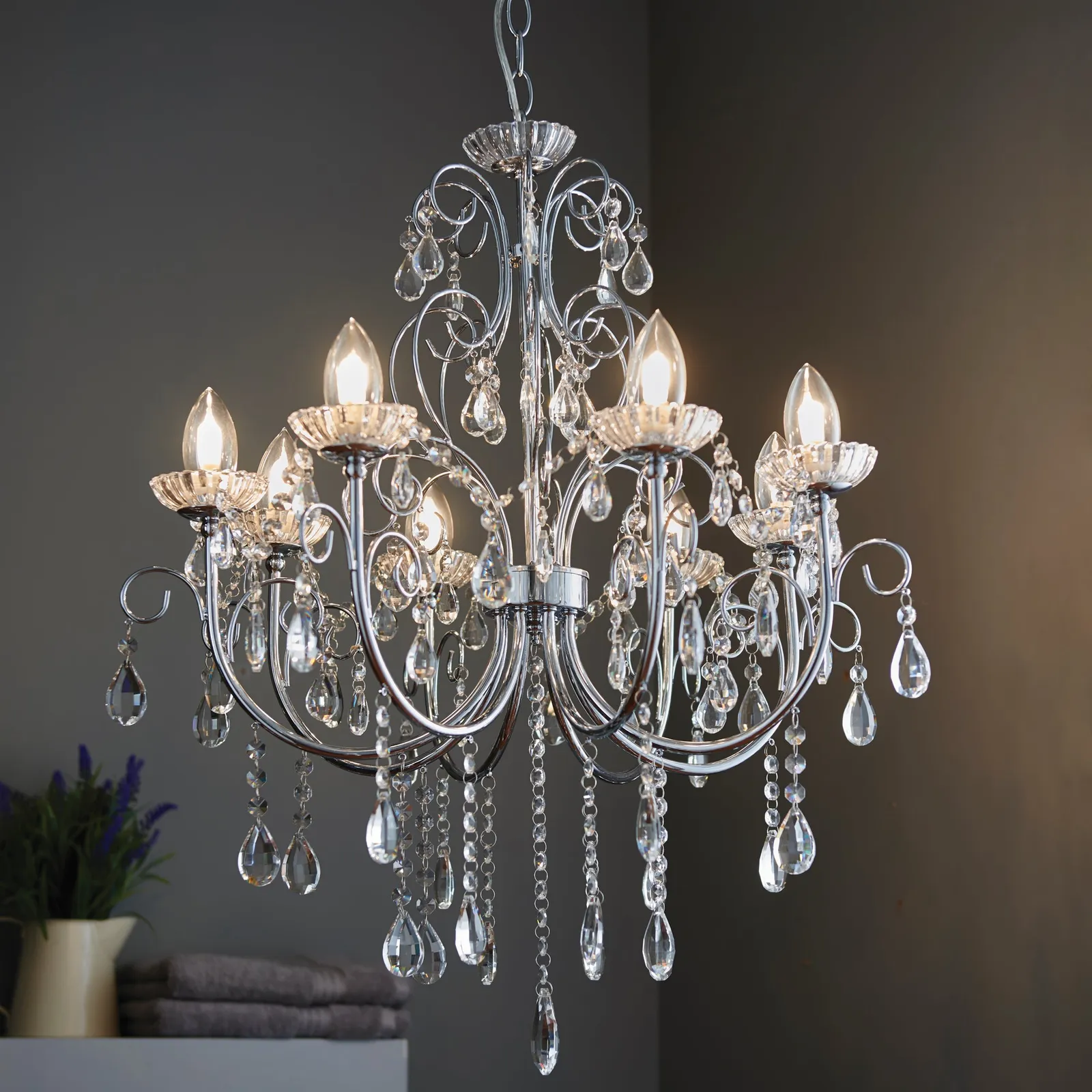 Vogue Tabitha 8 Light 69cm Bathroom Chandelier Chrome