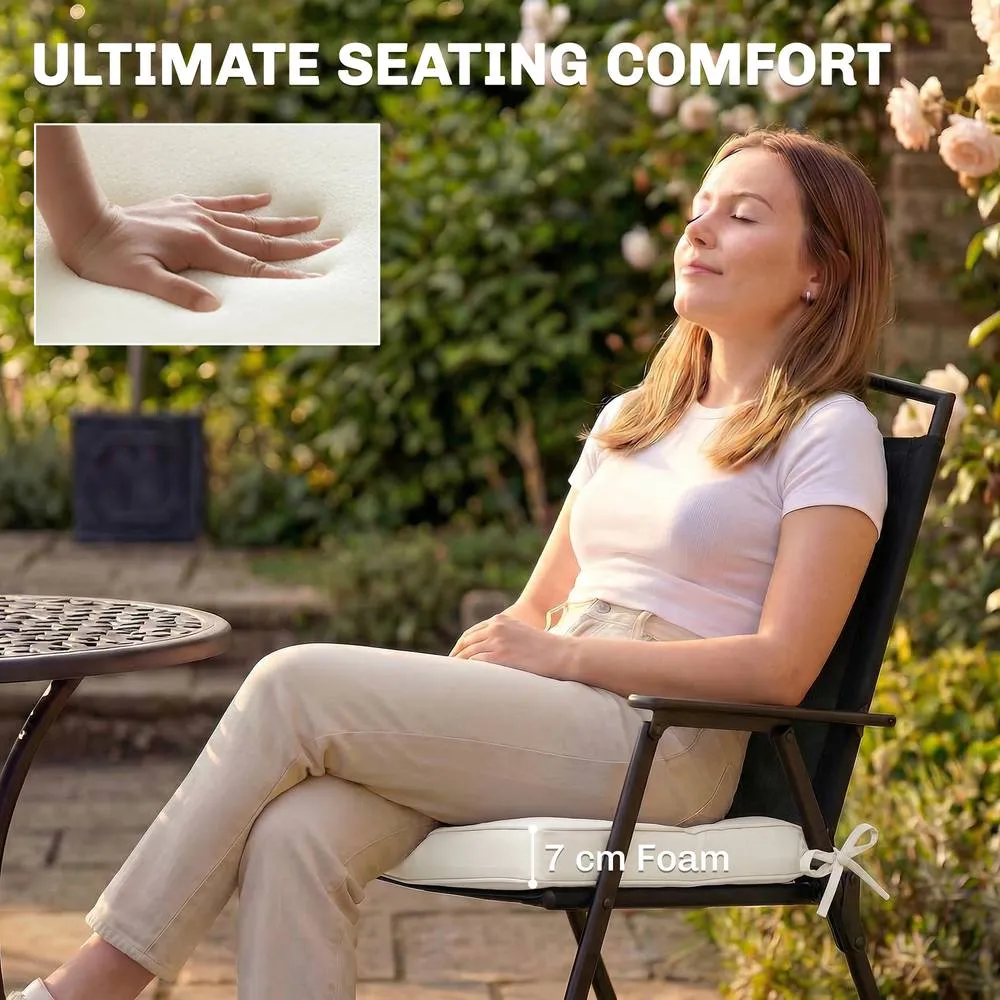 OUTSUNNY Outdoor Chair Seat Cushions Set of 2, Garden Chair Cushions in Cream 4