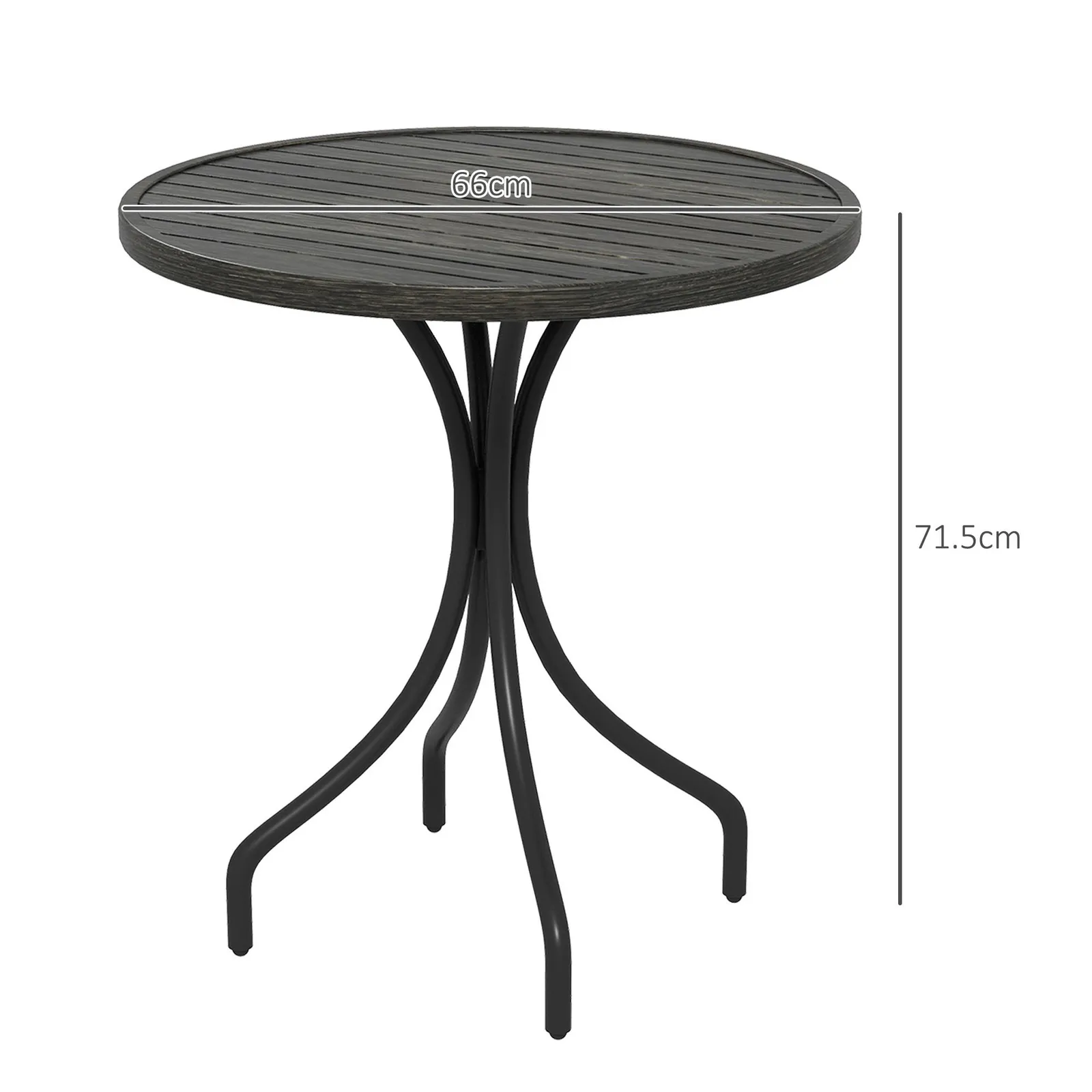 OUTSUNNY Round Garden Table Outdoor Side Table with Steel Frame Grey 3