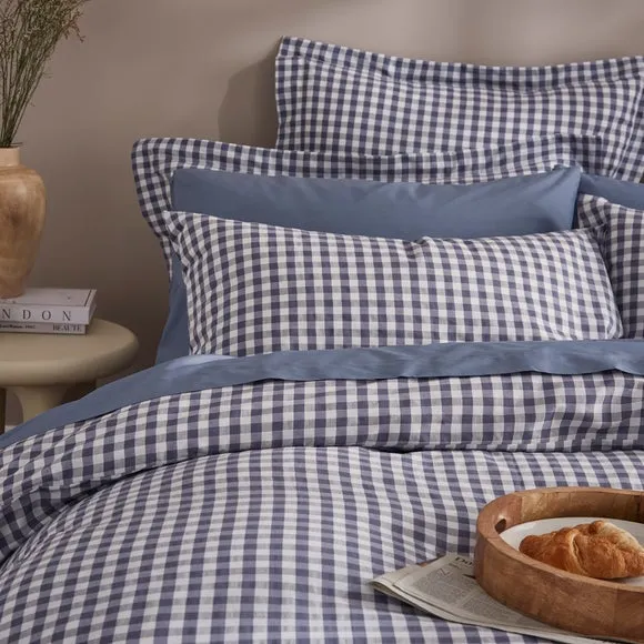 Portloe Woven Gingham 100% Cotton Duvet Cover & Pillowcase Set 2