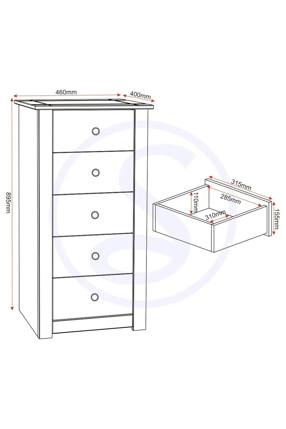 Seconique Panama 5 Drawer Chest in Natural 5