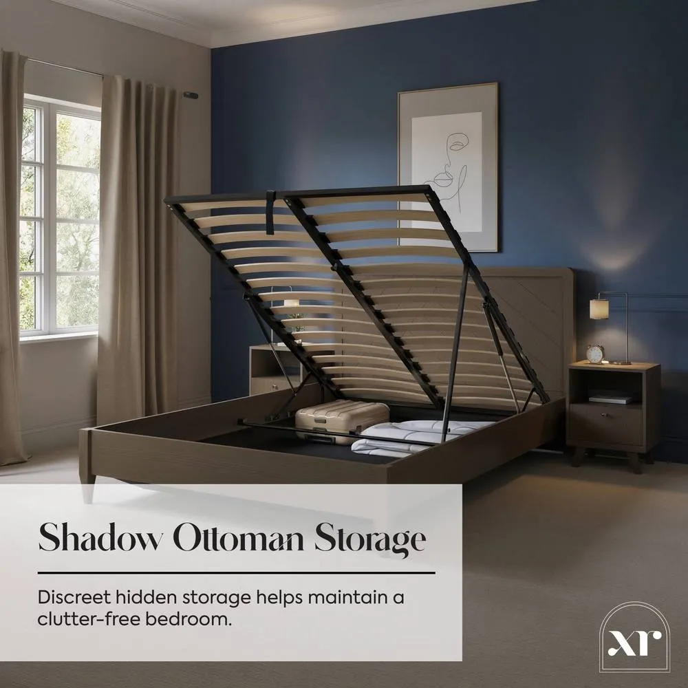 X Rocker Clara Wooden Shadow Ottoman Bed Frame - Dark Oak in Brown 5
